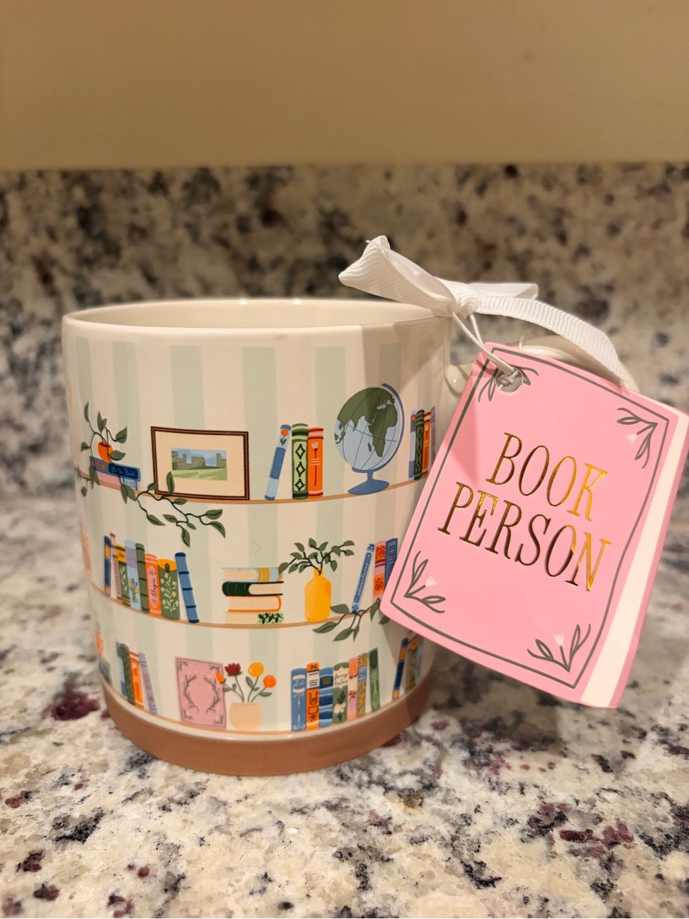 Book Person Ceramic Mug with Bookshelf Design